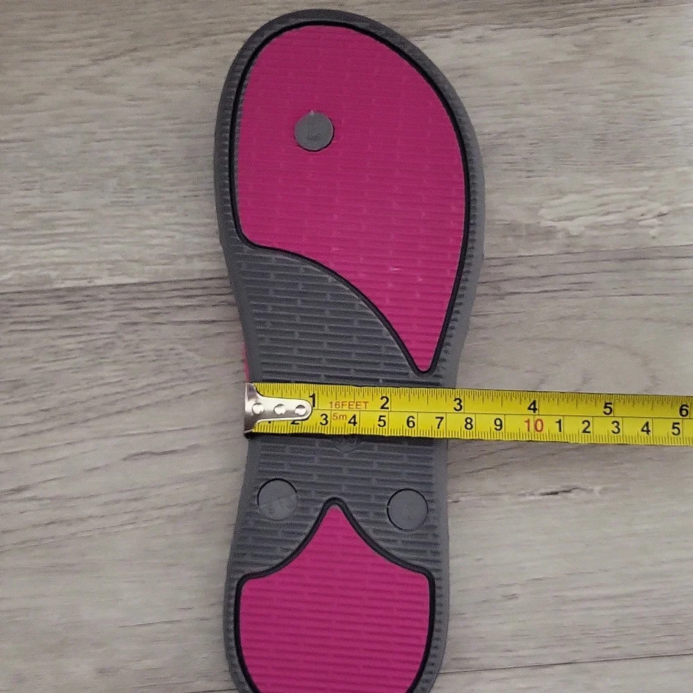 Vovea Womens 39 Floral Flip Flop Sandals Double Strap Grey Pink Cushioned‎